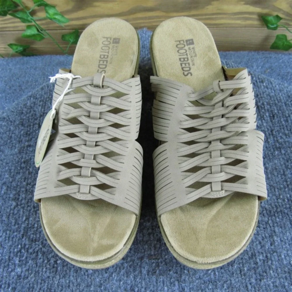 White Mountain Women's Crete Slide Taupe Synthetic Sz 9 Medium Gently‎ Used 2025